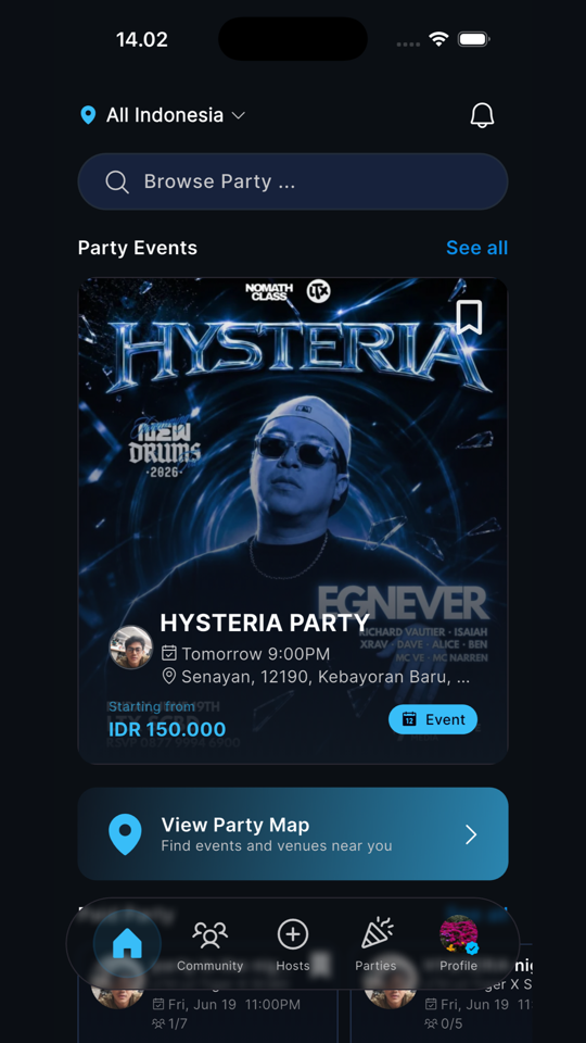 Reparty — discover party events feed