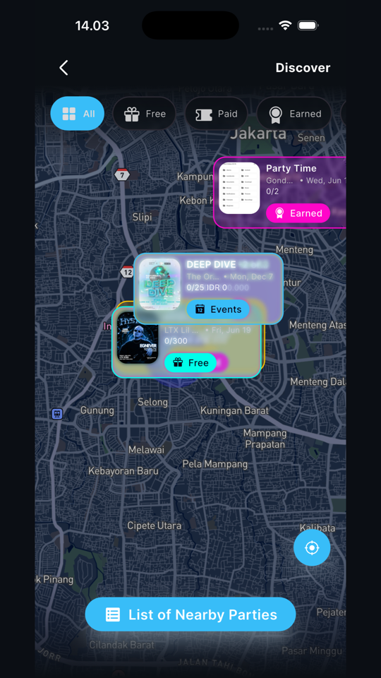 Reparty — find parties on the map
