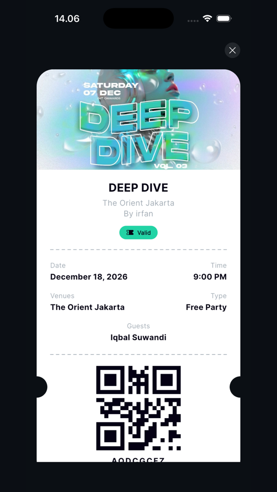 Reparty — digital ticket with QR check-in